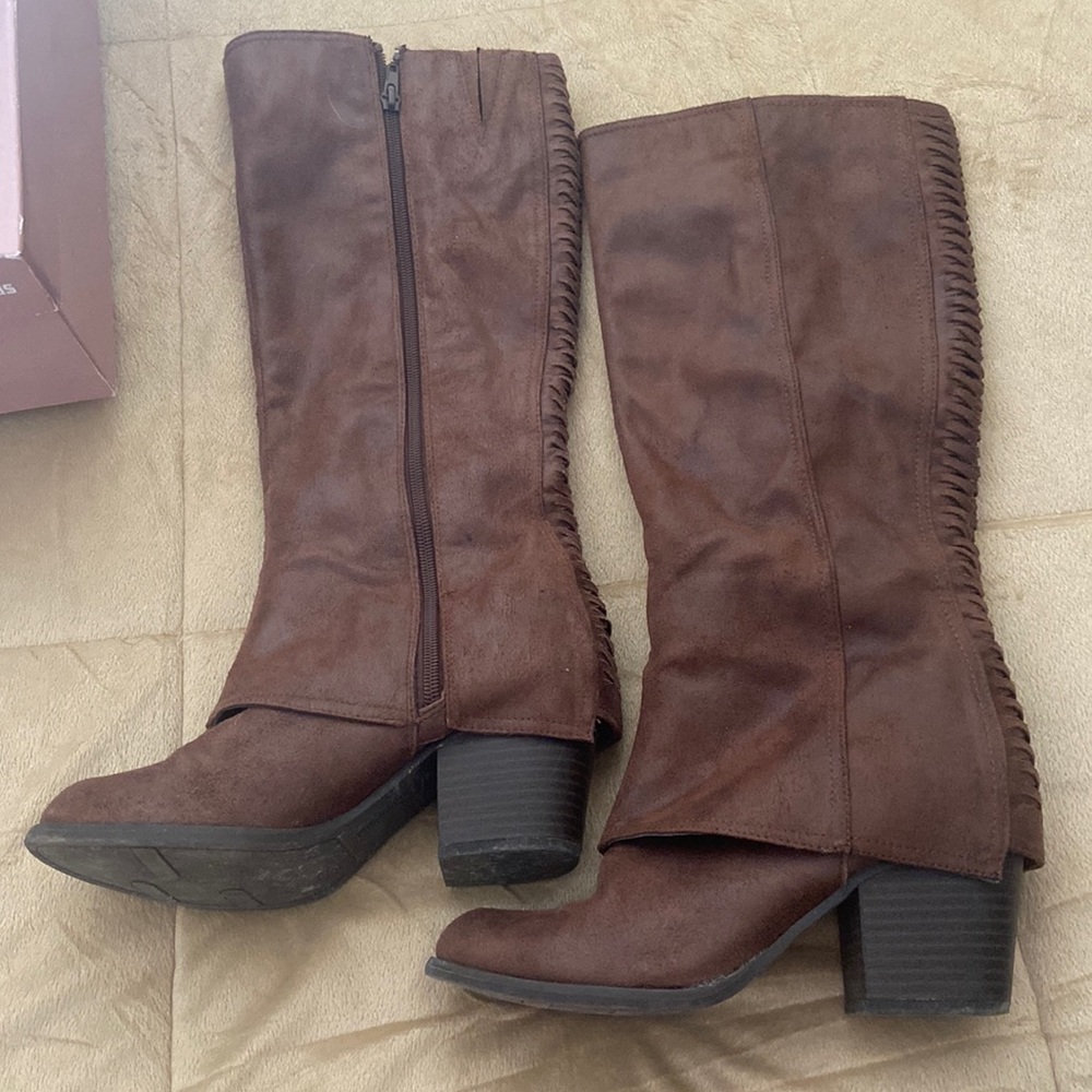 Fergalicious cognac boots - size 7
